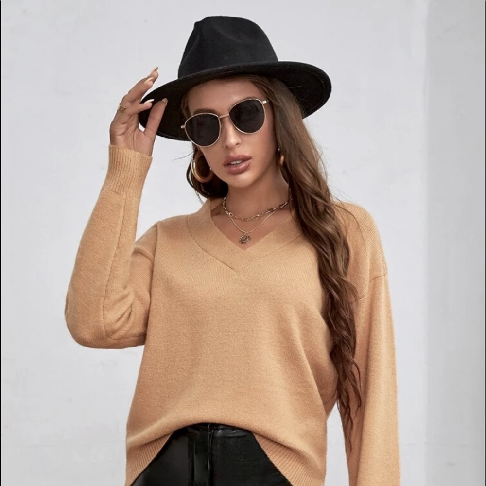 V-Neck Drop Shoulder Sweater